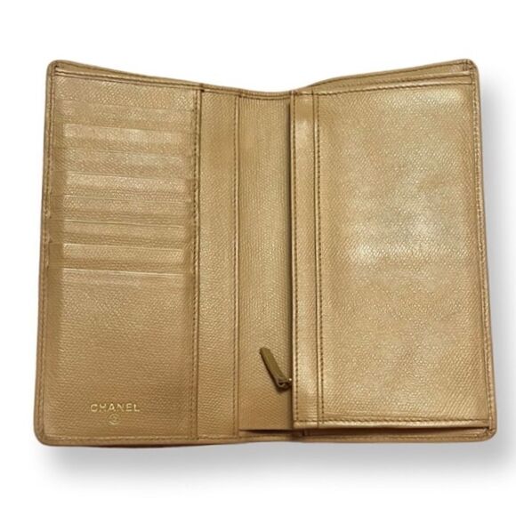Chanel Biege Caviar Leather CC Logo Long Wallet - Picture 8 of 12